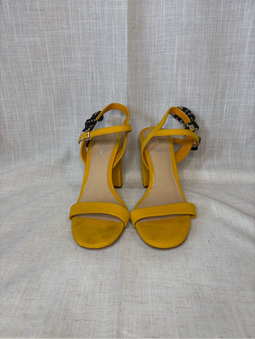 Gianni Bini Yellow Block Heel Sandals with Ankle Strap